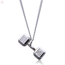 Nouveau style personnalisé gravé en acier inoxydable haltère Fitness collier